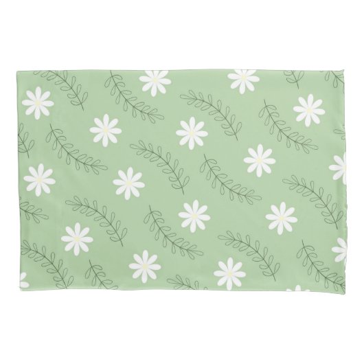 Housse D'oreillers Whimsical Sage Green Floral Retro, Gai (devant)