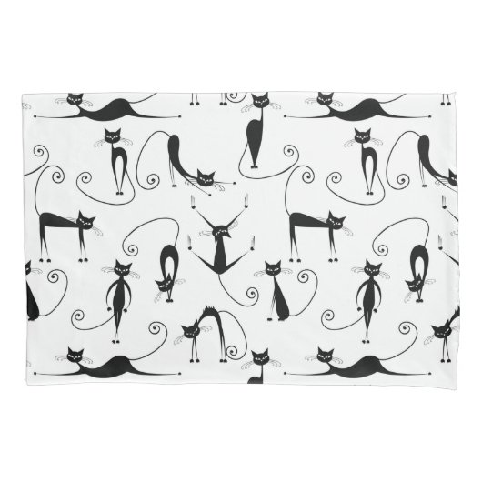 Housse D'oreillers Whimsical Skinny Motif de chat noir (devant)