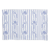 Housse D'oreillers White Blue Coastal Palm Trees Bows Stripes Pattern (devant)