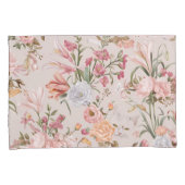 Housse D'oreillers White Cats Pink Roses Floral (devant-Droit)