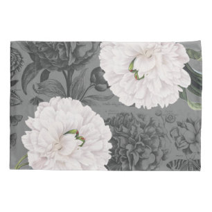Housse D'oreillers White Peony Grey Romantique