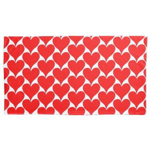 Housse D'oreillers White Red Hearts Pattern (devant-gauche)