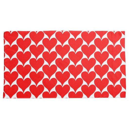 Housse D'oreillers White Red Hearts Pattern (devant-Droit)