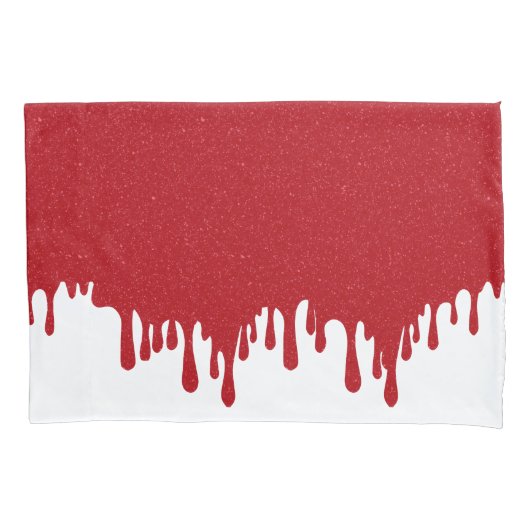 Housse D'oreillers White & Tomato Red Drip Pillowcase – Customizable (devant)