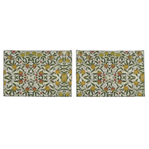 Housse D'oreillers William Morris Beau Fruit Feuillage Fleurs Rouge