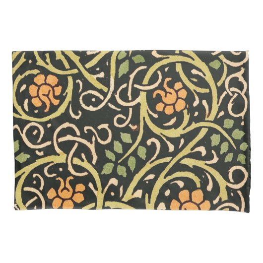 Housse D'oreillers William Morris Black Floral Art (devant)