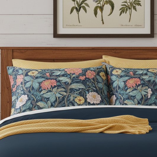 Housse D'oreillers William Morris Bleu Sarcelle Arts & Crafts Floral