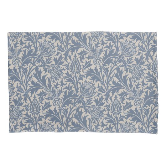 Housse D'oreillers William Morris Thistle Sage Blue Pattern (devant)