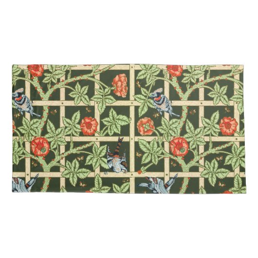 Housse D'oreillers William Morris Trellis Motif en vert (Dos)