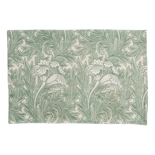 Housse D'oreillers William Morris Tulip Motif Sage Green (devant)