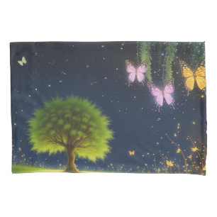 Housse D'oreillers Willow Tree de nuit avec papillons et lucioles