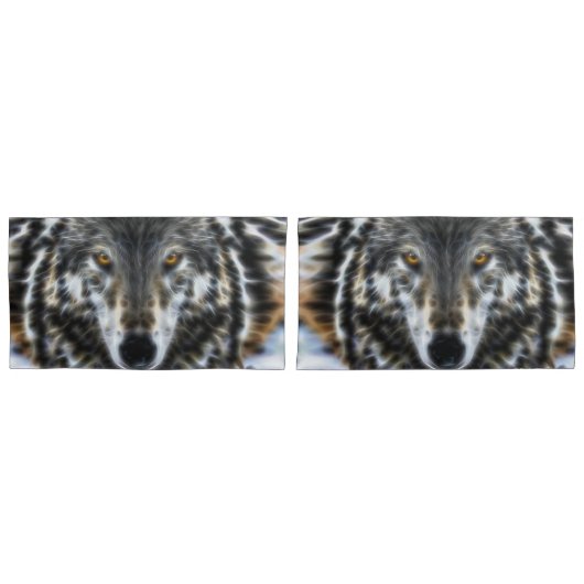 Housse D'oreillers Wolf Portrait inspirant (devant-Set)
