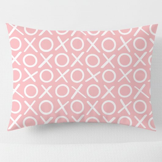 Housse D'oreillers XOXO Hugs & Kisses Pastel Pink Cute Modern Pattern