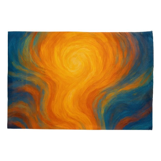 Housse D'oreillers yellow and blue swirl sun energy abstract (Dos)