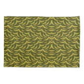 Housse D'oreillers Yellow Leaf Motif Pattern on Dark Green Background (Dos-gauche)