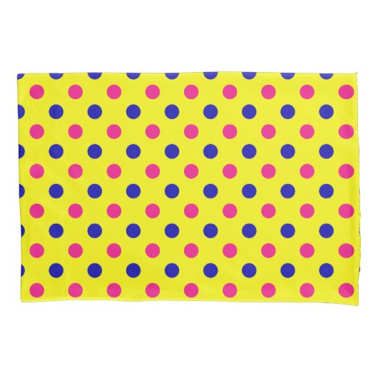 Housse D'oreillers Yellow Pink Blue Polka Dot Pattern (devant)