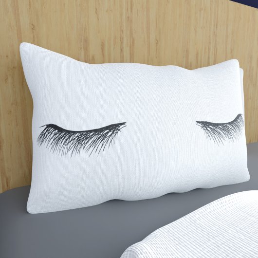 Housse D'oreillers Yeux noirs et blancs Asleep Mascara Lashes
