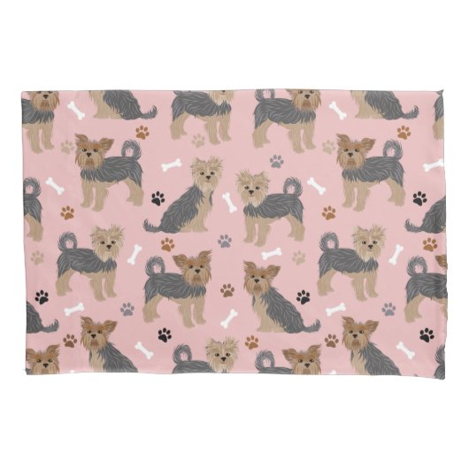Housse D'oreillers Yorkshire Terrier Paws et Bones Yorkie Chien (devant)