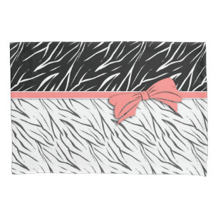 Housse D'oreillers Zèbre peau noir blanc tigre rayures de cuir rose