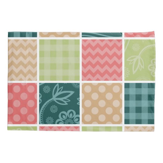 Housse D'oreillers Zigzag, Chevron, En vichy, Pois, Patchwork (Dos)