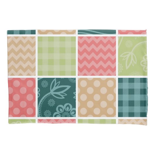 Housse D'oreillers Zigzag, Chevron, En vichy, Pois, Patchwork (devant)