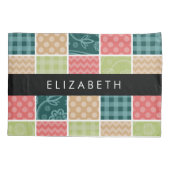 Housse D'oreillers Zigzag, Chevron, En vichy, Pois, Votre Nom (Dos)