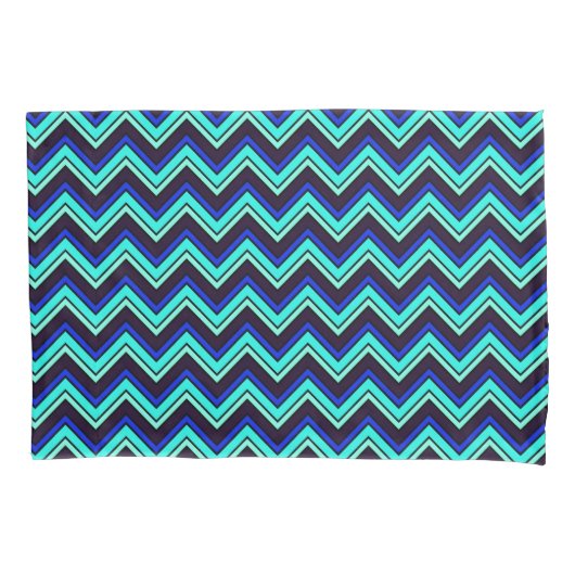 Housse D'oreillers Zigzag en chevron bleu et noir (devant)