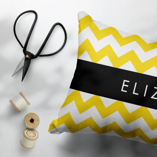 Housse D'oreillers Zigzag Jaune, Chevron Jaune, Votre Nom