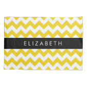 Housse D'oreillers Zigzag Jaune, Chevron Jaune, Votre Nom (Dos)
