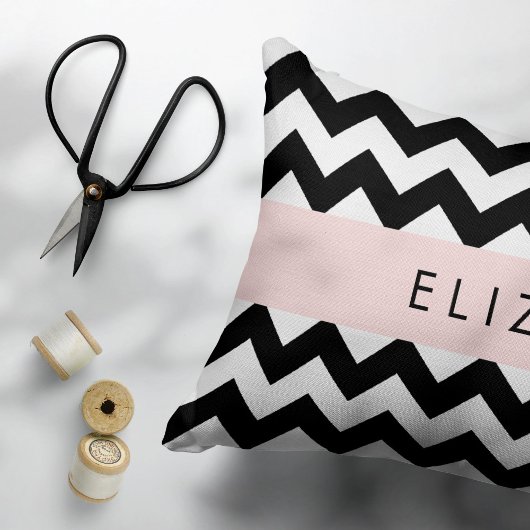 Housse D'oreillers Zigzag noir et blanc, Motif Chevron, Votre nom