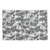 Housse D'oreillers Zinnias, monochrome sur blanc (Dos-Droit)