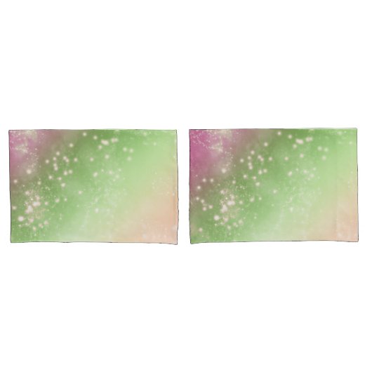Housse D'oreillers Zodiac : Design d'espace rose et vert (devant-Set)