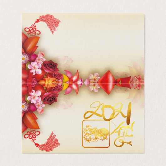 Housse Floral en or chinois Papier coupé Ox 2021 F (Outside Unfolded)