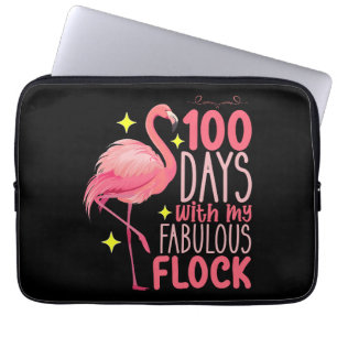 Housse Pour Ordinateur Portable 100 jours avec mon école de flamants roses fabuleu