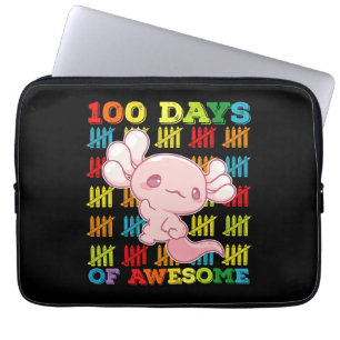 Housse Pour Ordinateur Portable 100 jours d'axolotl génial 100e jour d'école