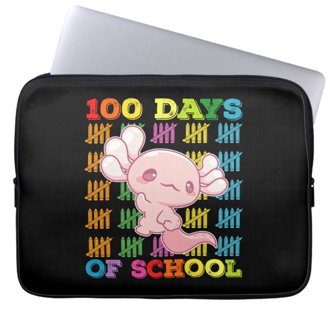 Housse Pour Ordinateur Portable 100 jours d'école Professeur Axolotl (Devant)