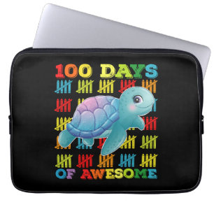 Housse Pour Ordinateur Portable 100 jours d'incroyable tortue 100e jour d'école