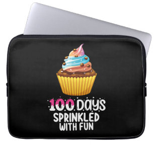 Housse Pour Ordinateur Portable 100 jours parsemés de gâteau cupcake d'école amusa