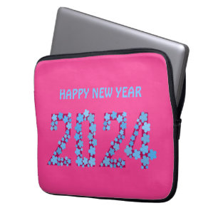 HOUSSE POUR ORDINATEUR PORTABLE 2024 NOUVELLE ANNÉE ACCUEILLIE MAMAN, PAPA SOEUR F