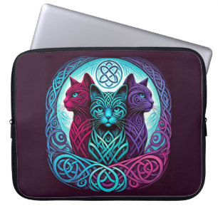 Housse Pour Ordinateur Portable 3 cercles de chats colorés