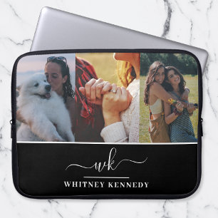 Housse Pour Ordinateur Portable 3 Collage de photos Créez votre propre monogramme