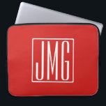 Housse Pour Ordinateur Portable 3 Initiales Monogramme | Rouge et blanc (ou couleu<br><div class="desc">Vos trois initiales sont monogrammées.</div>