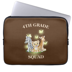 Housse Pour Ordinateur Portable 4e année Squad Neon zoo sauvage Retour à l'école