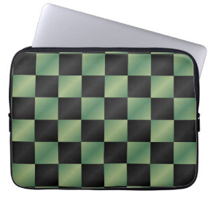 Housse Pour Ordinateur Portable À damiers moderne vert olive noir dégradé