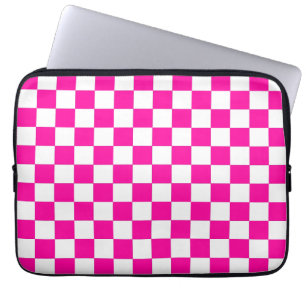 Housse Pour Ordinateur Portable à damiers rose et blanc