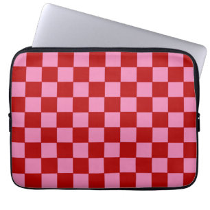 Housse Pour Ordinateur Portable à damiers rouge et rose chaud