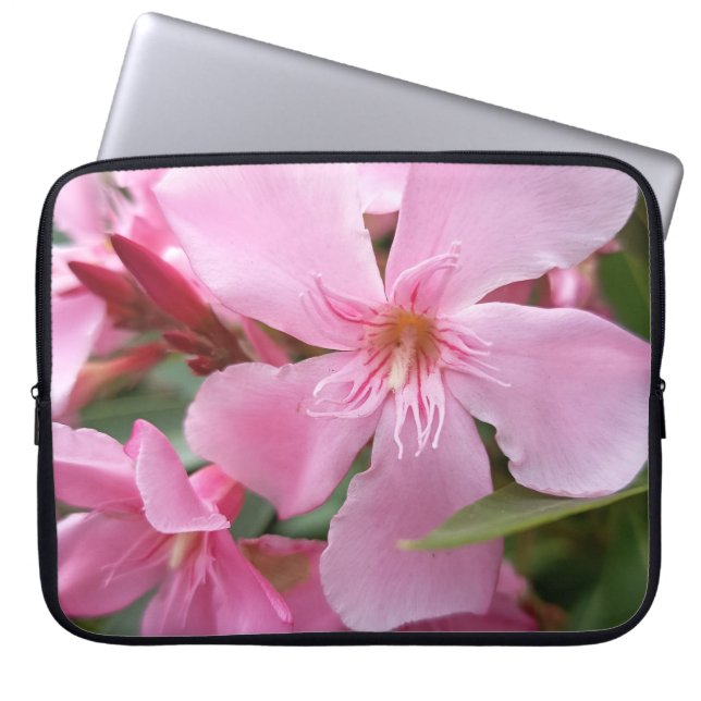 Housse pour ordinateur portable à fleurs d'oléandr (Devant)