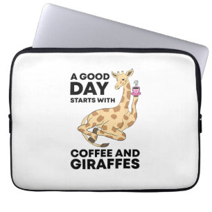 Housse Pour Ordinateur Portable A Good Day Starts With Coffee & Giraffe Gift Funny