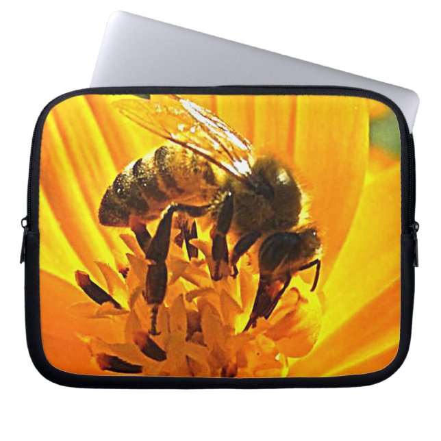 Housse Pour Ordinateur Portable Abeille sur une fleur (Devant)