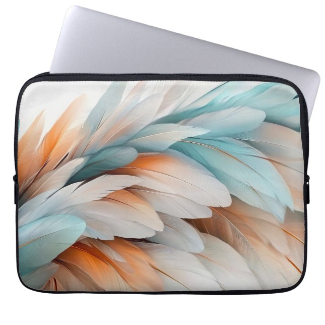 Housse Pour Ordinateur Portable Abstract Feather Flow – Soft Elegance (Devant)